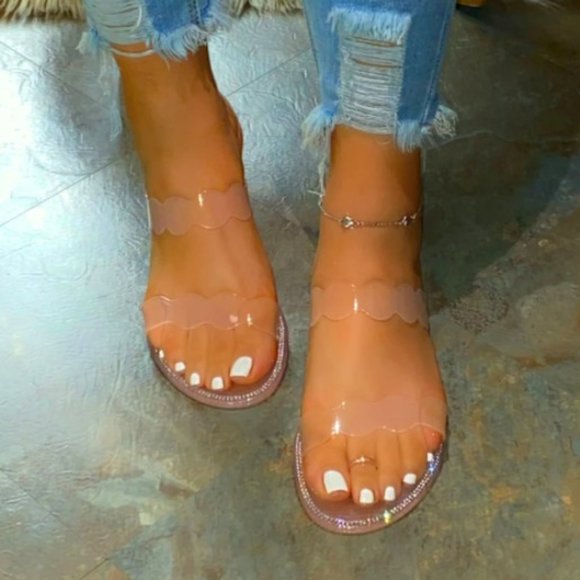 Shoes - Blush Rhinestones Jelly Sandals